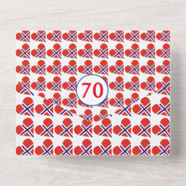 70e verjaardag Noors hart vlag rood All In One Uitnodiging