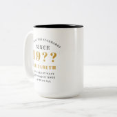 70e verjaardag Normen Jouw naam en jaar toevoegen Tweekleurige Koffiemok (Voorkant links)