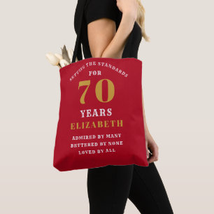 70e verjaardag normen rood en goud Jouw naam toevo Tote Bag