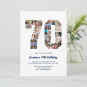 70e verjaardag nummer 70 aangepaste fotocollage kaart (Staand voorkant)