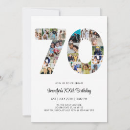 70e verjaardag nummer 70 aangepaste fotocollage kaart
