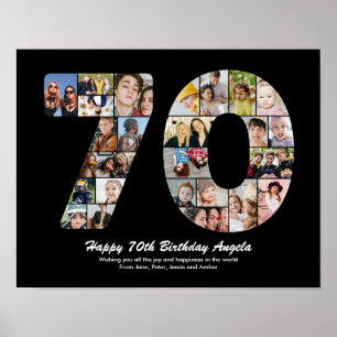 70e verjaardag nummer 70 Fotocollage Gift Poster