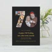 70e verjaardag nummer 70 Fotocollage Modern Zwart Kaart (Staand voorkant)