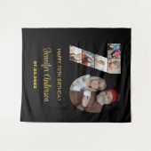 70e verjaardag nummer 70 Fotocollage Modern Zwart Wandkleed (Voorkant (horizontaal))