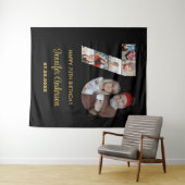 70e verjaardag nummer 70 Fotocollage Modern Zwart Wandkleed (In Situ (horizontaal))