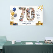70e Verjaardag Nummer 70 Fotocollage Wit Goud Spandoek (Beurs)