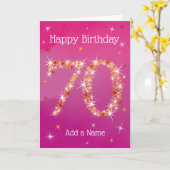 70e verjaardag - nummer 70 in sterren - roze - lee kaart (Gele Bloem)