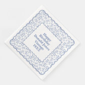 70e verjaardag nummer patroon Scallops blauw/wit Servet (Hoek)