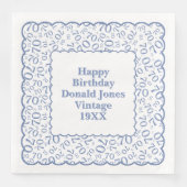 70e verjaardag nummer patroon Scallops blauw/wit Servet (Voorkant)