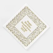 70e verjaardag nummer patroon Scallops goud/wit Servet (Hoek)