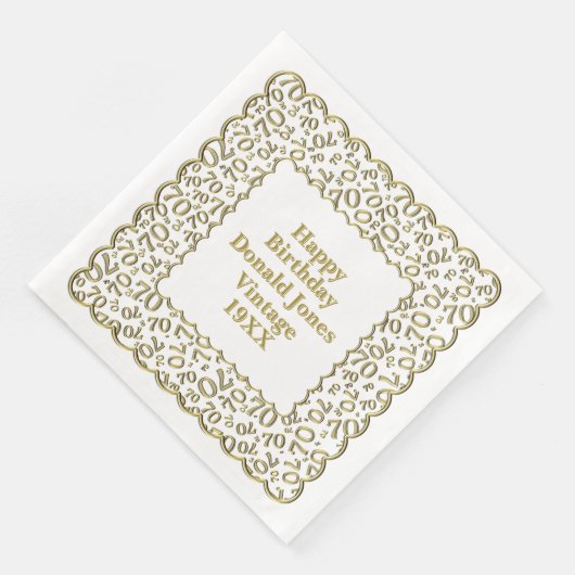 70e verjaardag nummer patroon Scallops goud/wit Servet (Hoek)