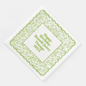 70e verjaardag nummer patroon Scallops groen/wit Servet (Hoek)