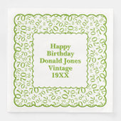 70e verjaardag nummer patroon Scallops groen/wit Servet (Voorkant)