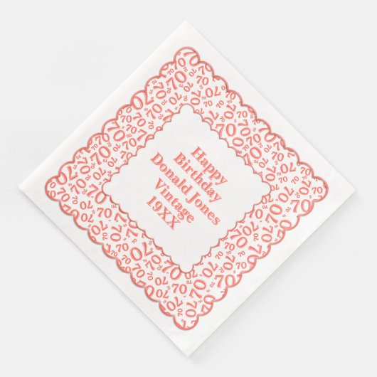 70e verjaardag nummer patroon Scallops koraal / wi Servet (Hoek)