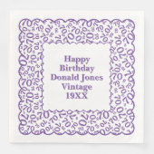 70e verjaardag nummer Patroon Scallops Paarse/wit Servet (Voorkant)