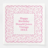 70e verjaardag nummer patroon Scallops roze/wit Servet (Voorkant)