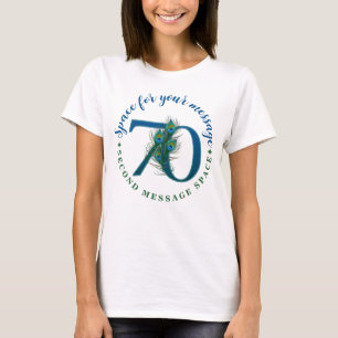 70e verjaardag of jubileum pauwenveren t-shirt