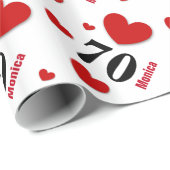 70e verjaardag of OM HET EVEN WELK JAAR Eigen naam Cadeaupapier (Rol Hoek)