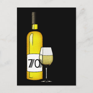 70e verjaardag of verjaardag : wijnfles & glas briefkaart