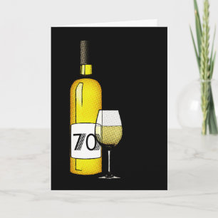 70e verjaardag of verjaardag : wijnfles & glas kaart