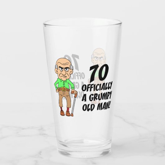 70e verjaardag Officieel rumpy Old Man Glass Glas (Achterkant)