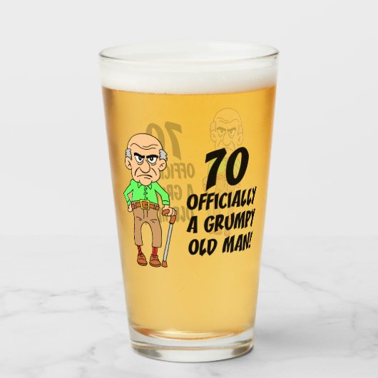 70e verjaardag Officieel rumpy Old Man Glass Glas (Voorkant gevuld)