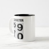 70e verjaardag Oldometer Tweekleurige Koffiemok (Voorkant links)