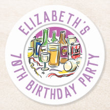 70e verjaardag - Onderzetter rondetafelpapier