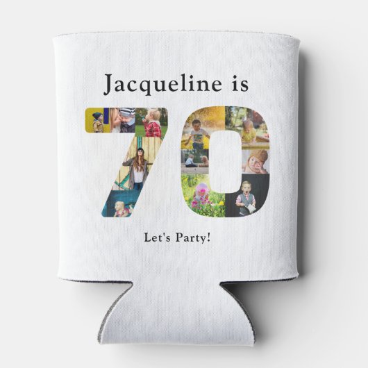 70e verjaardag Ontwerp je eigen fotocollage Blikjeskoeler (Achterkant)