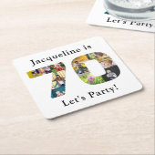 70e verjaardag Ontwerp je eigen fotocollage Kartonnen Onderzetters (Schuin)