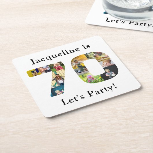 70e verjaardag Ontwerp je eigen fotocollage Kartonnen Onderzetters (Schuin)