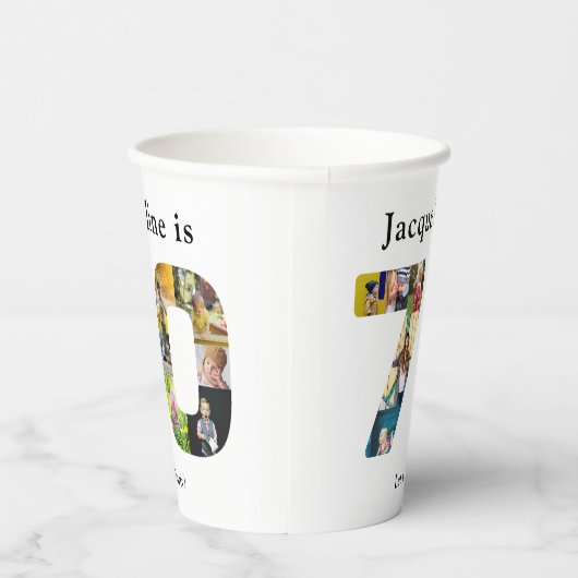 70e verjaardag Ontwerp je eigen fotocollage Papieren Bekers (Rechts)