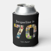 70e verjaardag Ontwerp je eigen fotocollage zwart Blikjeskoeler (Blikje Voorkant)