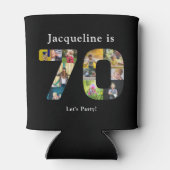 70e verjaardag Ontwerp je eigen fotocollage zwart Blikjeskoeler (Achterkant)