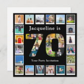 70e verjaardag Ontwerp je eigen fotocollage zwart Kaart (Voorkant / Achterkant)