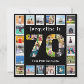 70e verjaardag Ontwerp je eigen fotocollage zwart Kaart (Voorkant)