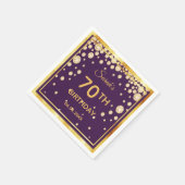70e verjaardag op paars met gouden diamanten servet (Hoek)