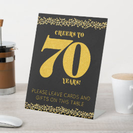 70e verjaardag op zevenenzeventig jaar Gold Glitte Reclamebord Met Voetstuk