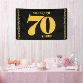 70e verjaardag op zevenenzeventig jaar Gold Glitte Spandoek