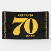 70e verjaardag op zevenenzeventig jaar Gold Glitte Spandoek (Horizontaal)