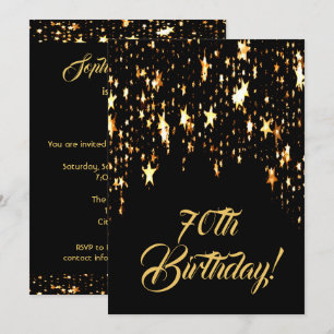 70e verjaardag op zwart met de schaduwsterren kaart