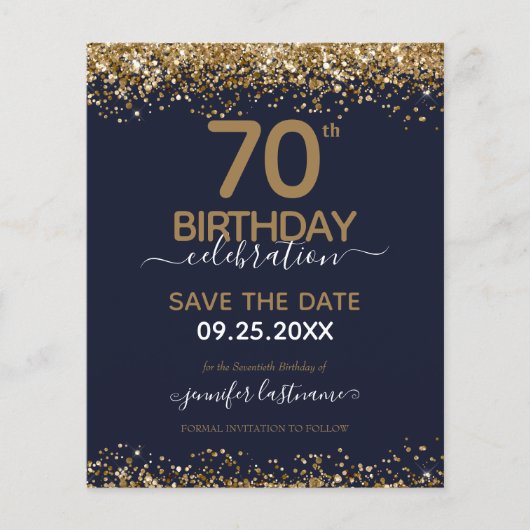 70e verjaardag Opslaan van de datum Begrotingsuitn (Voorkant)