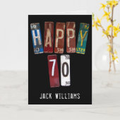 70e verjaardag oude auto licentie borden kaart (Gele Bloem)