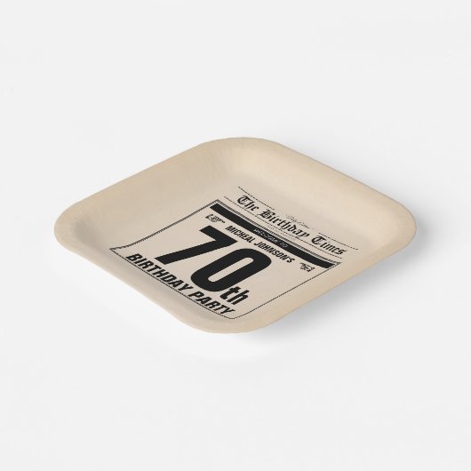  70e Verjaardag Oude Krant Grappig Custom Papieren Bordje (Gebogen)