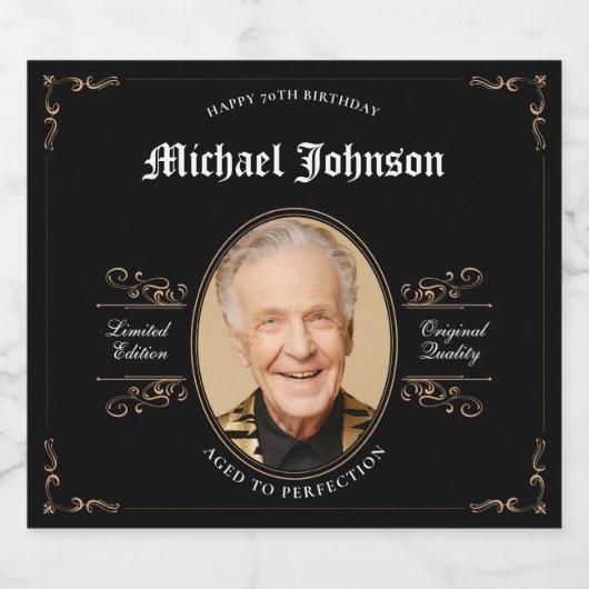 70e Verjaardag Ouder tot perfectie Classic Likeurfles Etiket (Enkel label)