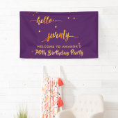 70e verjaardag paars goud hallo 70 naamscript spandoek (Insitu)