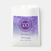 70e verjaardag | Paarse Goud Glitterende Vonken Bedankzakje (Voorkant)