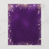 70e Verjaardag paarse roos gouden uitnodiging (Achterkant)