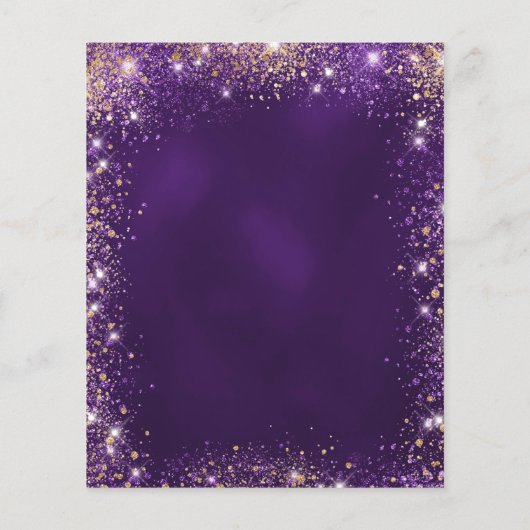 70e Verjaardag paarse roos gouden uitnodiging (Achterkant)