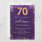 70e verjaardag paarse roos kaart (Voorkant)